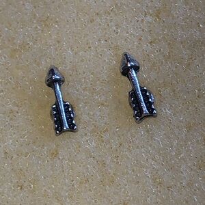 Silver Tone Dainty Boho Arrowhead Stud Earrings